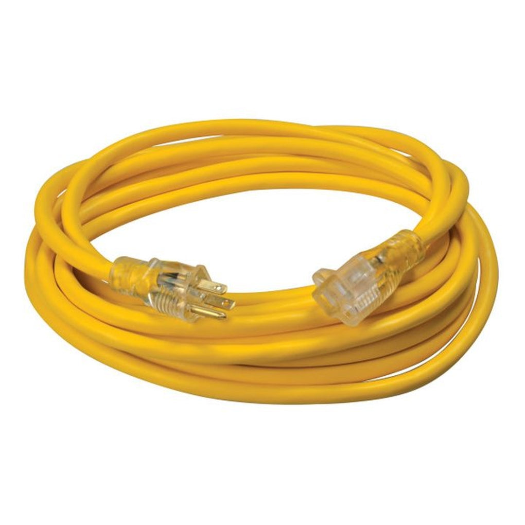 Southwire 2587SW8802 25Ft Sjtw 12/3 Outdoor Extension Cord w/Lighted End (Yellow)