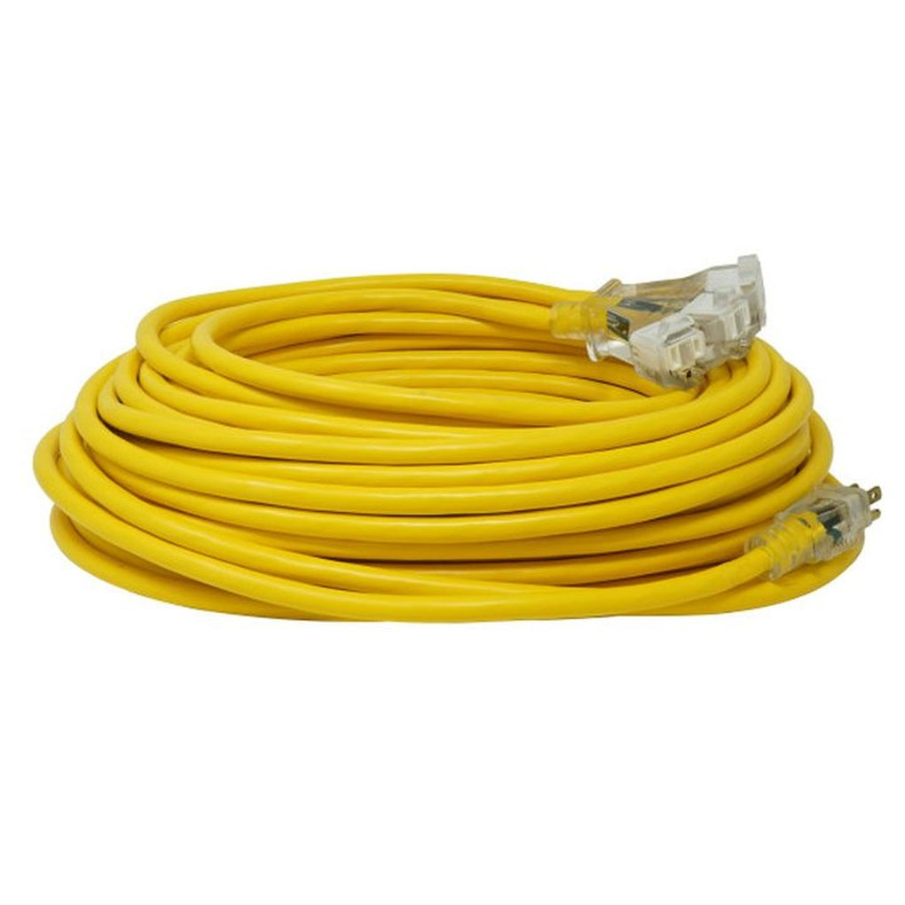 Southwire 4189SW8802 100Ft Sjtw 12/3 Threeway Power Block w/Lighted End (Yellow)