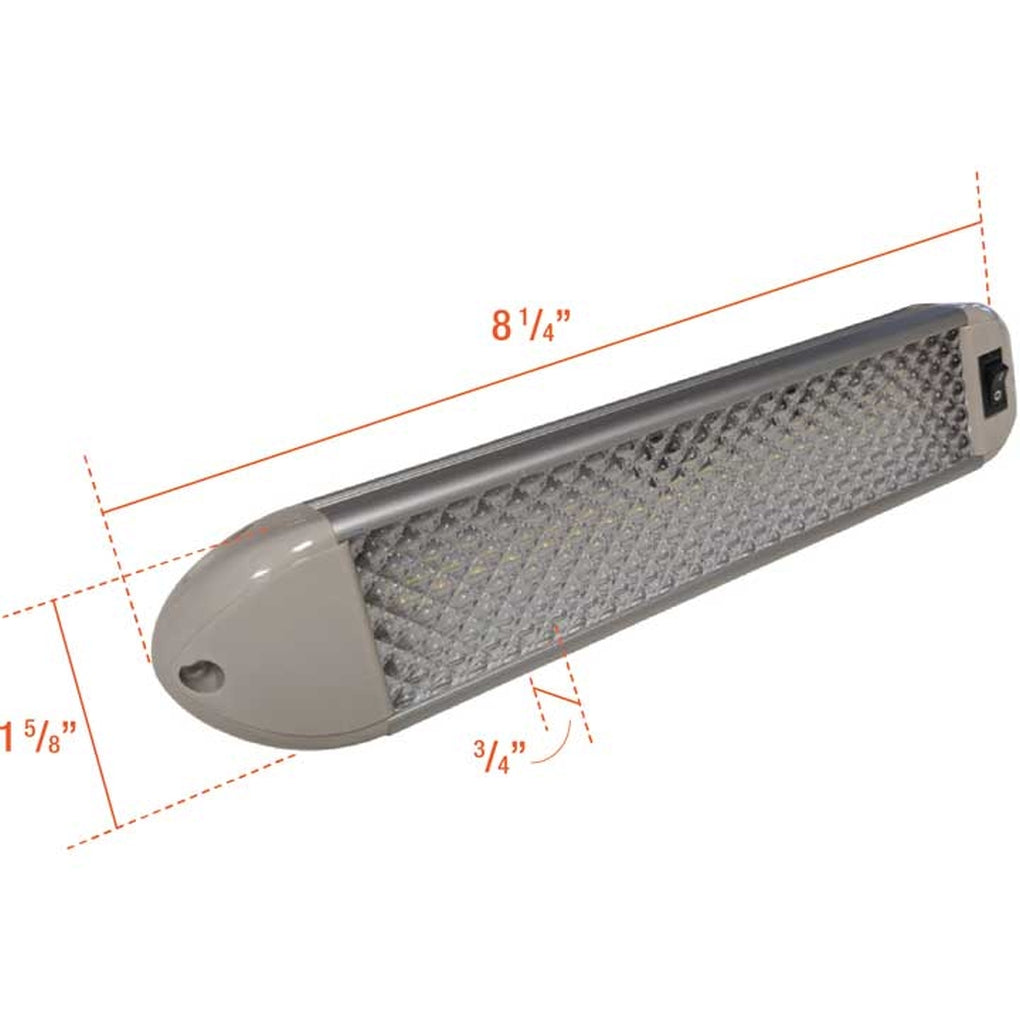 Uni-Bond Lighting LDL8015C LED 8In X 11/2In White Utility/Dome Lamp On/Off Switch 33Dio