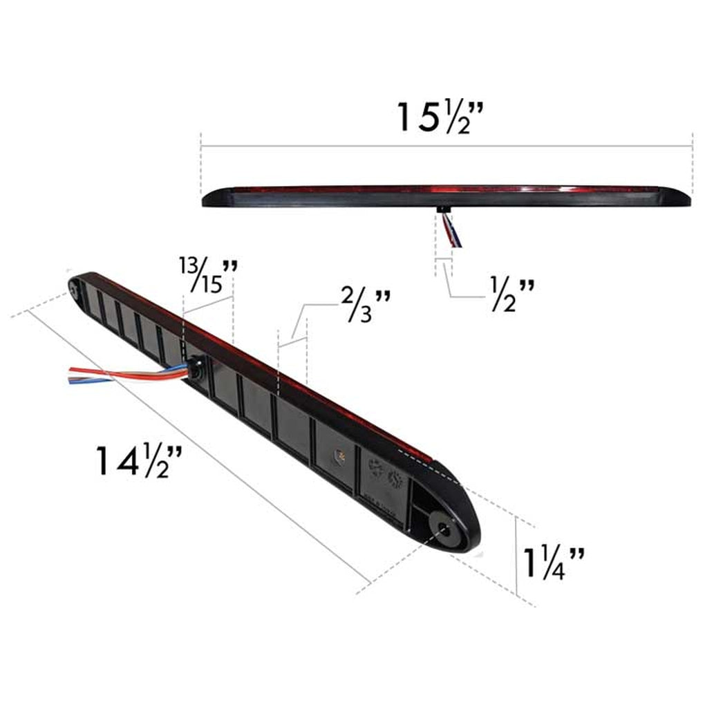 Uni-Bond Lighting LLB1155S-12RW LED 15.5In Slim Line Stt/Backup Light Bar Red/White 12Diodes