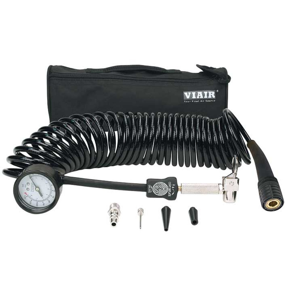 Viair 00027 5 In 1 Deflator/Inflator 25 Ft. Inside Braided Coil Hose 60 Psi Inline Gauge