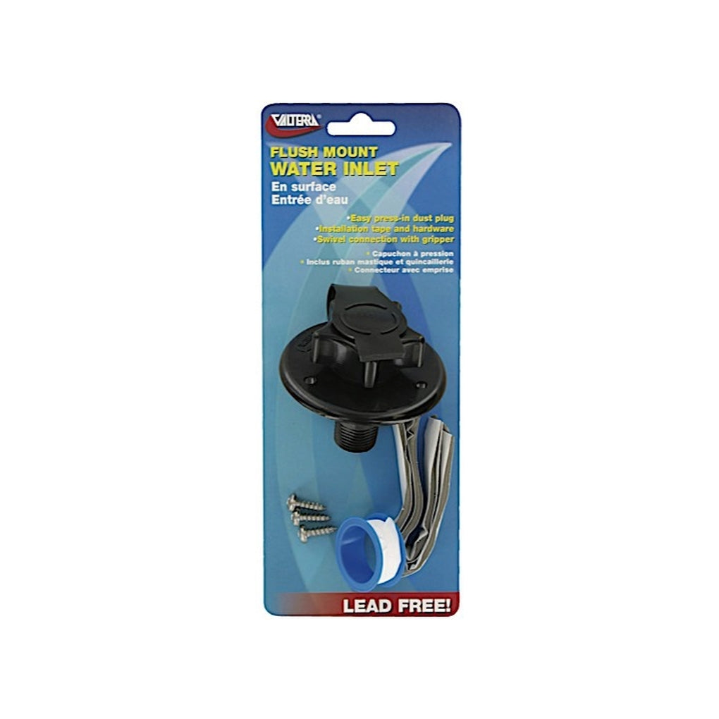 Valterra A01-0168BKVP Water Inlet 23/4In Plastic Flange Mpt Black Carded