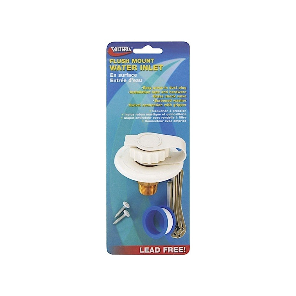 Valterra A01-0170LFVP Water Inlet 23/4In Plastic Flange White Leadfree Carded