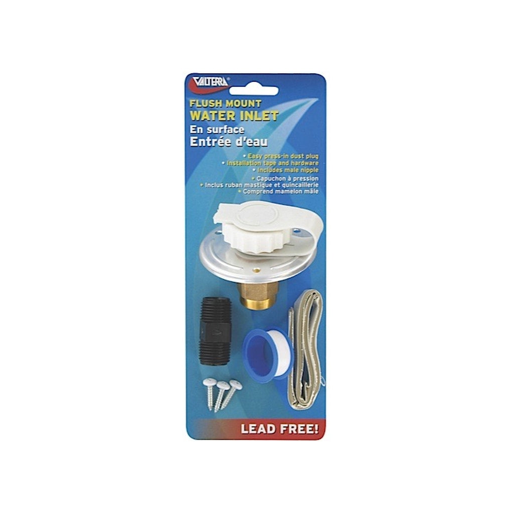 Valterra A01-0172LFVP Water Inlet 23/4In Metal Flange Alum Finish Leadfree Carded