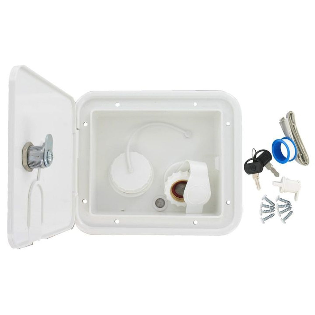 Valterra A01-2000VP Gravity/Brass City Water Inlet Hatch White Carded