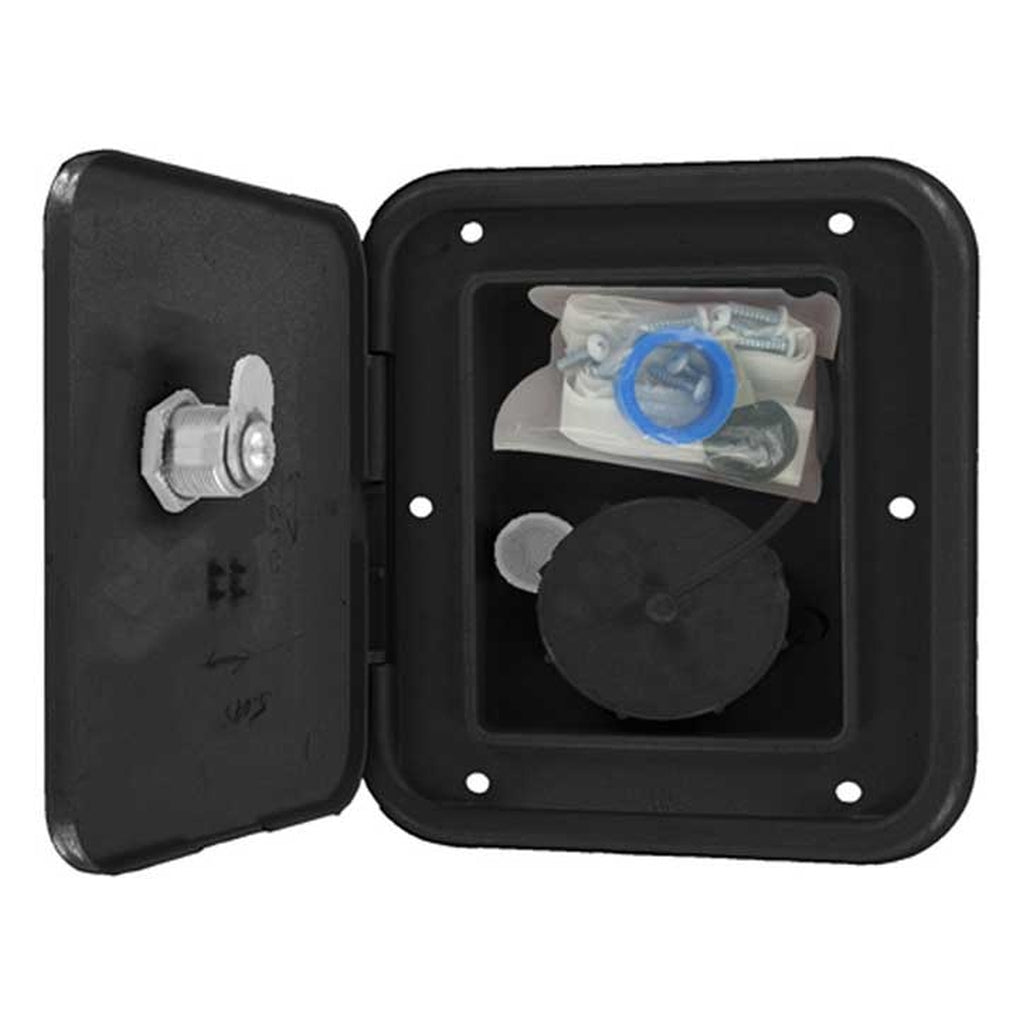Valterra A01-2002BKVP Universal Gravity Inlet Hatch Black Carded