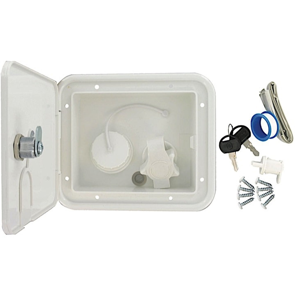 Valterra A01-2004VP Gravity/Plastic City Water Inlet Hatch White Carded