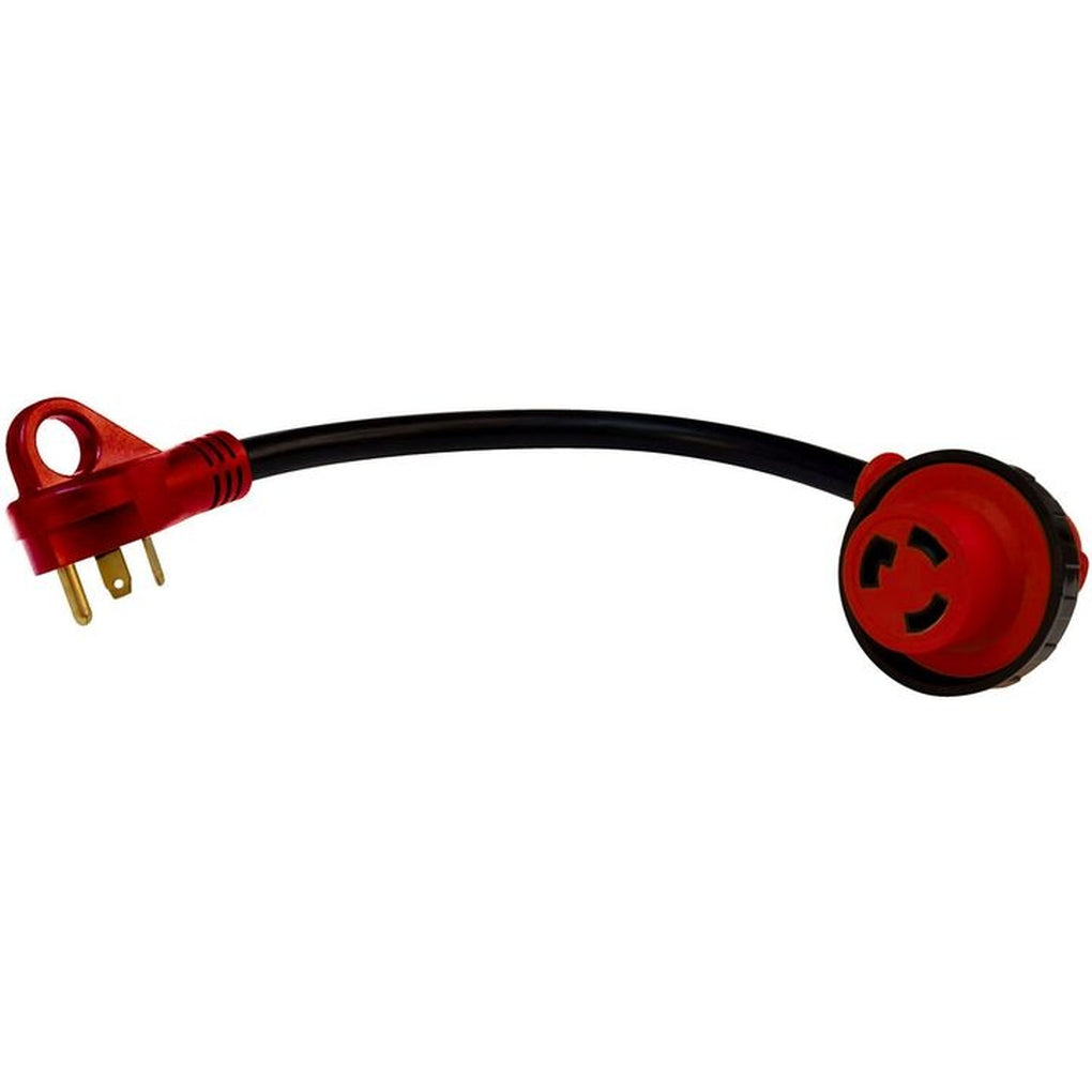 Valterra A10-3030D90VP 30Am30Af 90 Deg LED Detach Adapter Cord 12 In Red Carded