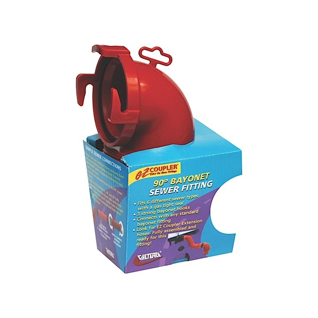 Valterra F02-3112 Ez Coupler 90 Degrees Bayonet Sewer Fitting Red Carded
