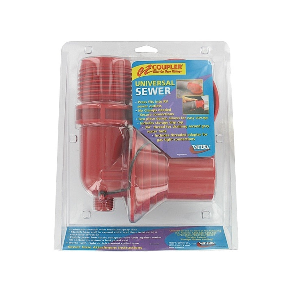 Valterra F02-3305VP Ez Coupler 90 Degrees Sewer Adapter and Thread Attachment Red Carded