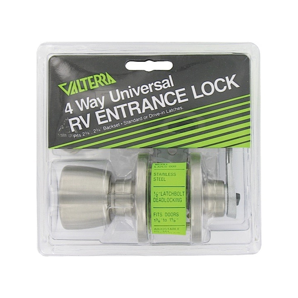 Valterra L32CS000 Door Lock Entrance Knob X Lever SS Clam Shell