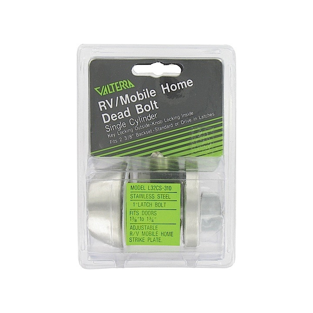 Valterra L32CS3108 Door Deadbolt Single Cylinder 1In Throw Clam Shell