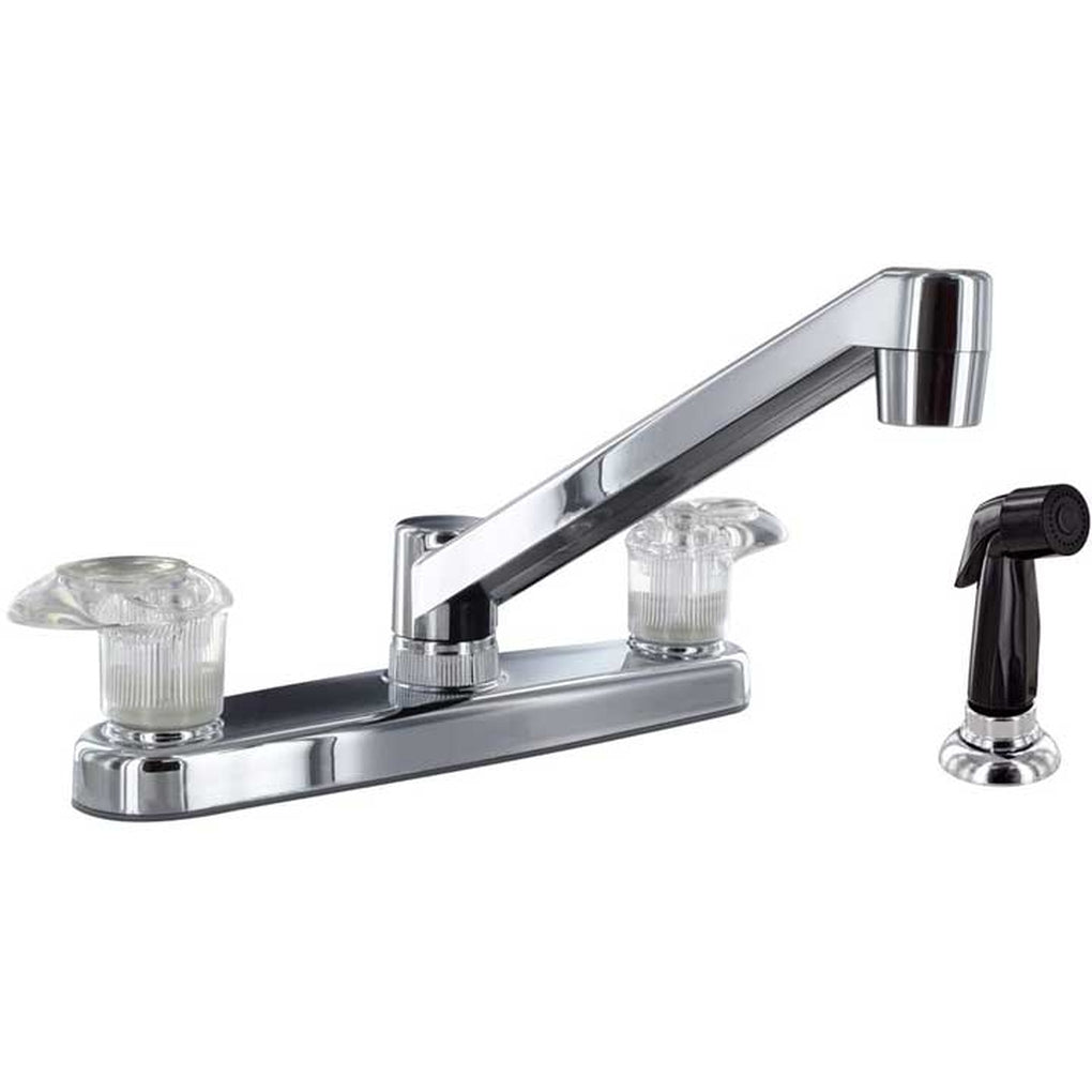 Valterra PF221361 Kitchen Faucet w/Side Spray 8In 2 Lever 1/4 Turn Plastic Chrome