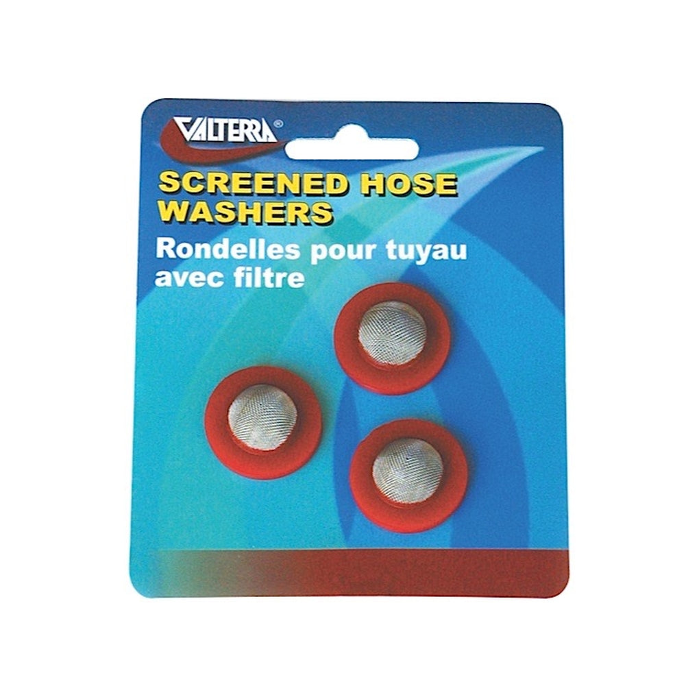 Valterra W1526VP Hose Washers With Screen Red 3 Per Card