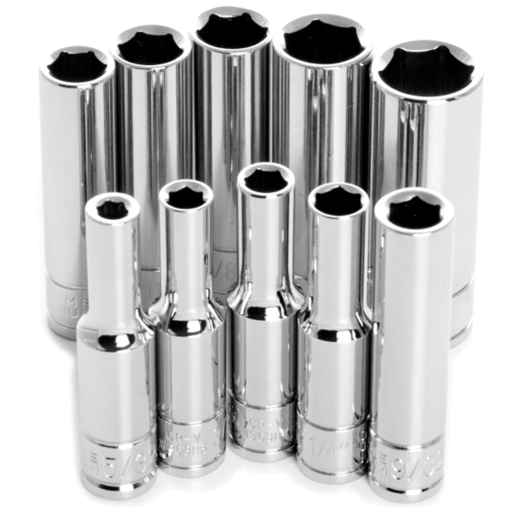 Wilmar Performance Tool W36300 10 Piece 1/4" Dr 6pt SAE DW Socket Set