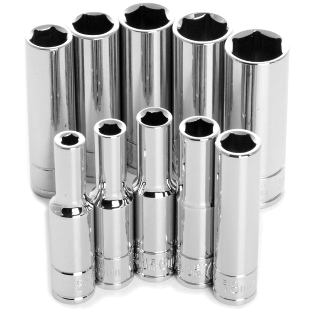 Wilmar Performance Tool W36400 10 Piece 1/4" Dr 6pt MET DW Socket Set