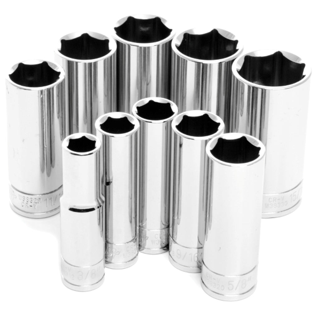 Wilmar Performance Tool W38300 10 Piece 3/8" Dr SAE DW Socket Set