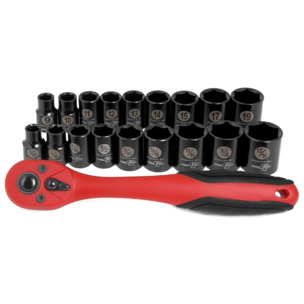 Wilmar Performance Tool W38337 19 Piece 3/8" Dr Black Socket Set