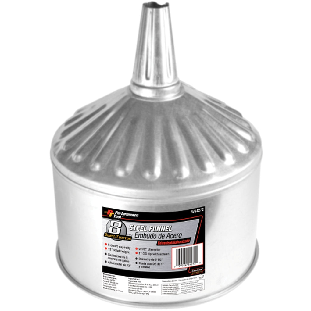 Wilmar Performance Tool W54272 8 Quart Steel Galvanized Funnel