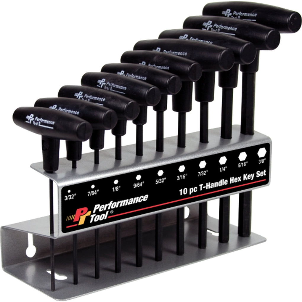 Wilmar Performance Tool W80274 10 Piece SAE T-Handle Hex Key Set