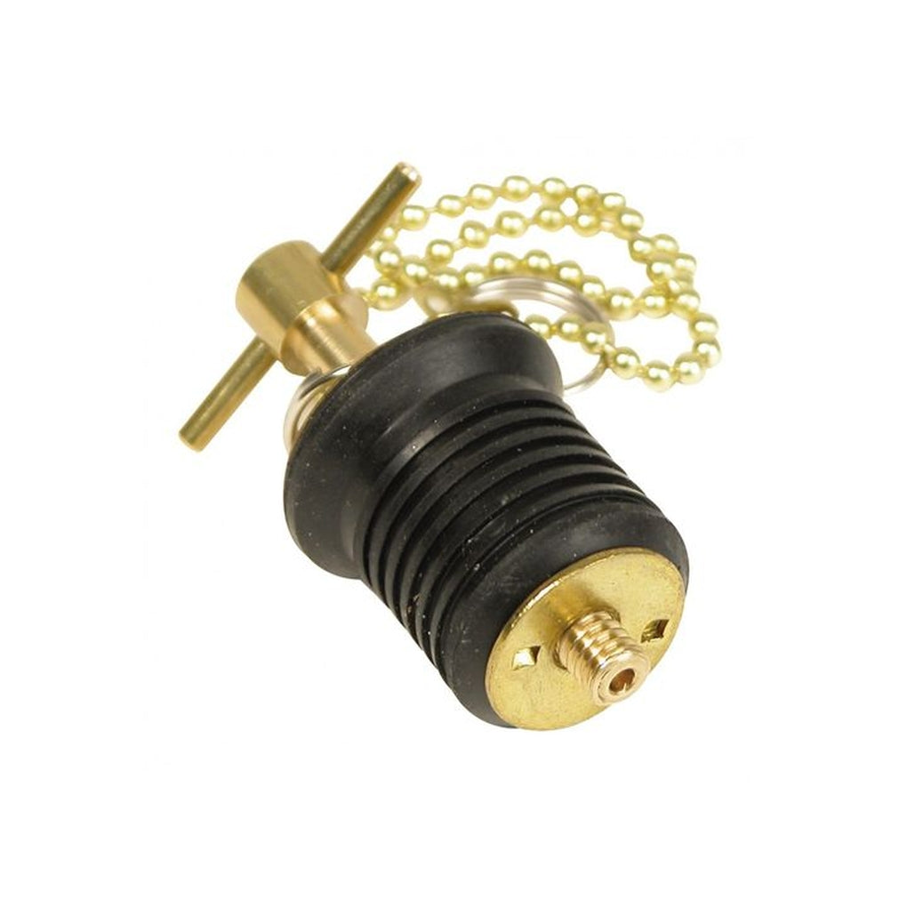 Whitecap S-0293C Pkgd 1In Brass Bailer Plug Twist w/8In Chain