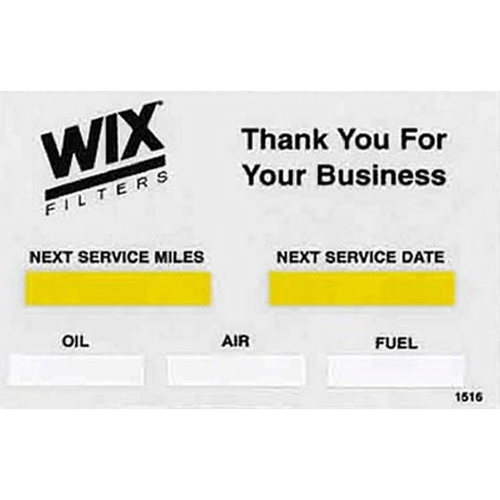 WIX WI1516 Oil Change Decal