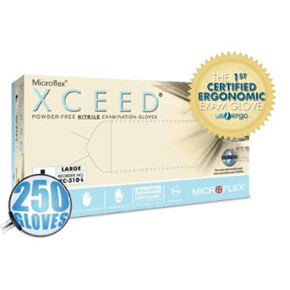 Ansell XC-310 Microflex XCEED Powder-Free Examination Gloves, Medium 250/Pack