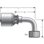 Gates G25179-1620 MegaCrimp Couplings Female JIC 37 Flare Swivel - 90 Short Bent