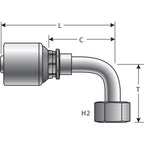 Gates G25179-1216 MegaCrimp Couplings Female JIC 37 Flare Swivel - 90 Short Bent 12G-16FJX90S