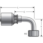 Gates G25183-2020 MegaCrimp Coupling Female JIC 37 Flare Swivel - 90 Extra Long 20G-20FJX90-089